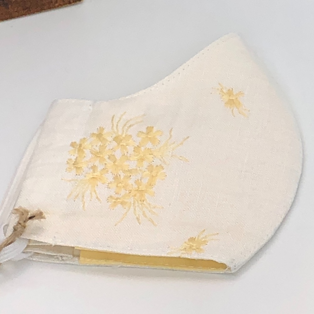 REUSABLE Embroider Yellow Floral Face Mask~New!